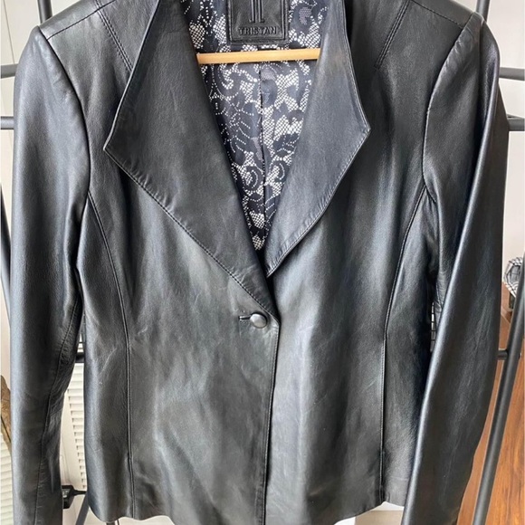 TRISTAN 100% genuine leather button up jacket, size medium - Picture 3 of 7